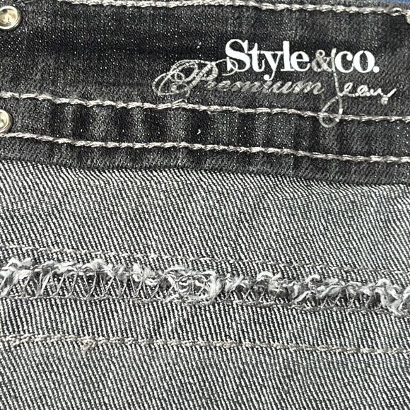Style & Co Jeans Womens 10 Gray Barely Bootcut Tummy Control Jeweled Pockets - Picture 3 of 15